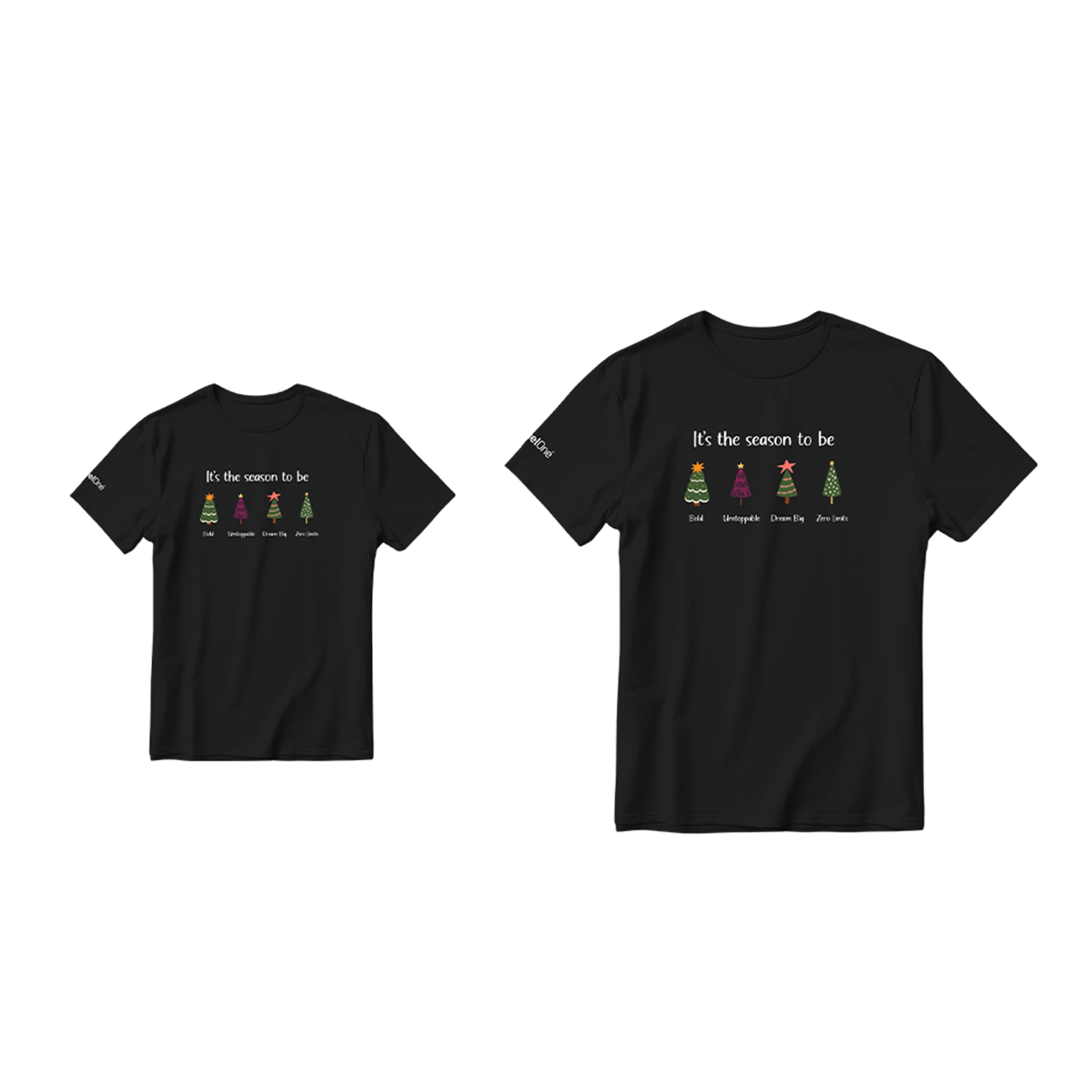 Combo Christmas Round Neck T-shirt - Black